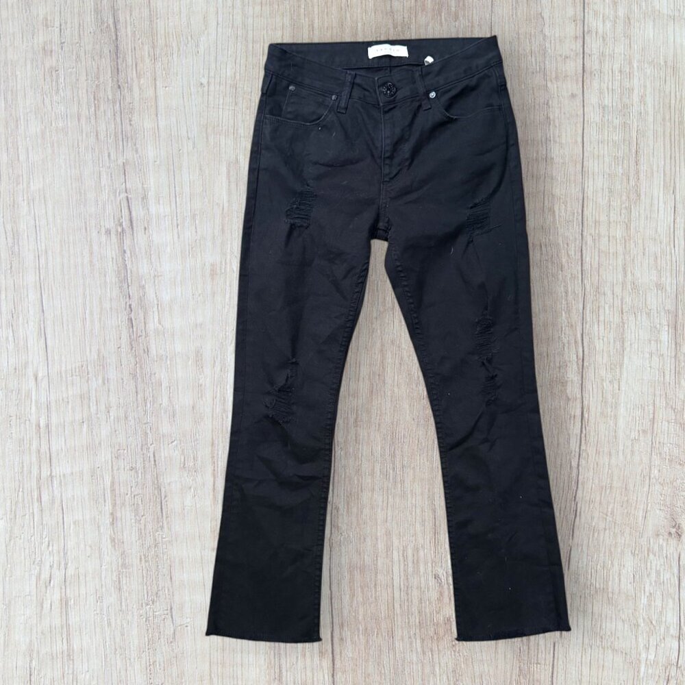 Sandro Paris Distressed Black Slim Fit Raw Edge Jeans Women’s Size 36 (US 4)